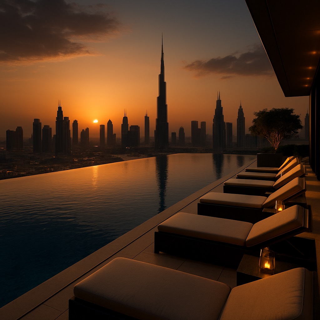 Rooftop Infinity-Pool einer Luxus-Immobilie in Dubai